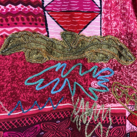 Spa by Chico's Jacket Womens 2 Large Full Zip Art To Wear Abstract Pink Colorful - Picture 7 of 12